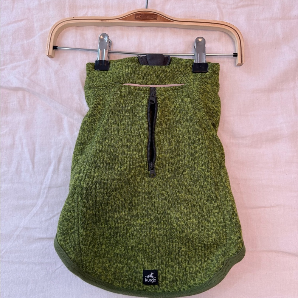 Kurgo Heathered Olive Green Dog Pullover with Front Zipper